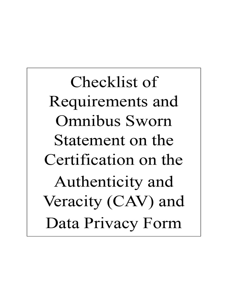 CAV Certification and Data Privacy Checklist | PDF