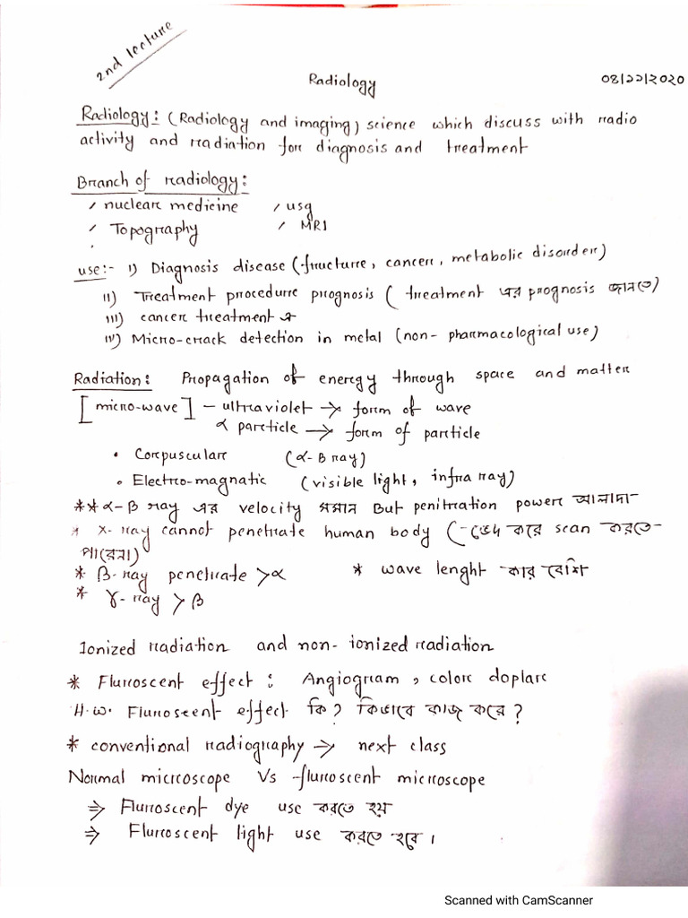 Radiology Lecture (Hand Note) | PDF