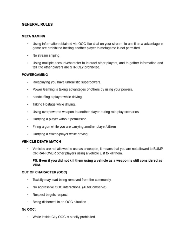 City Rules 1 | PDF | Robbery | Shootout