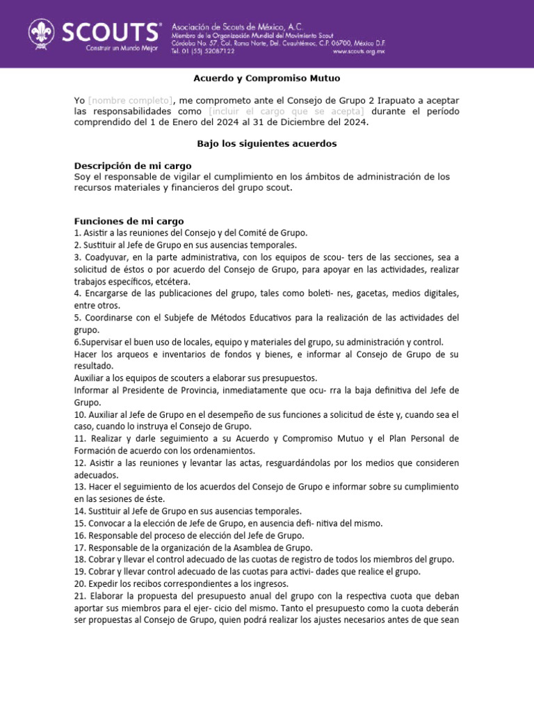 Acuerdo y Compromiso Mutuo subJefadmi | PDF | Exploración