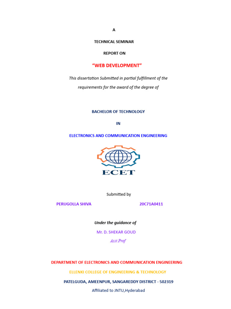 Web Development Seminar Report | PDF | Web Development | World Wide Web