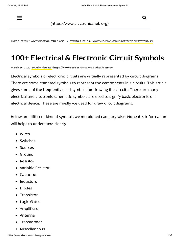 100+ Electrical & Electronic Circuit Symbols | Download Free PDF ...