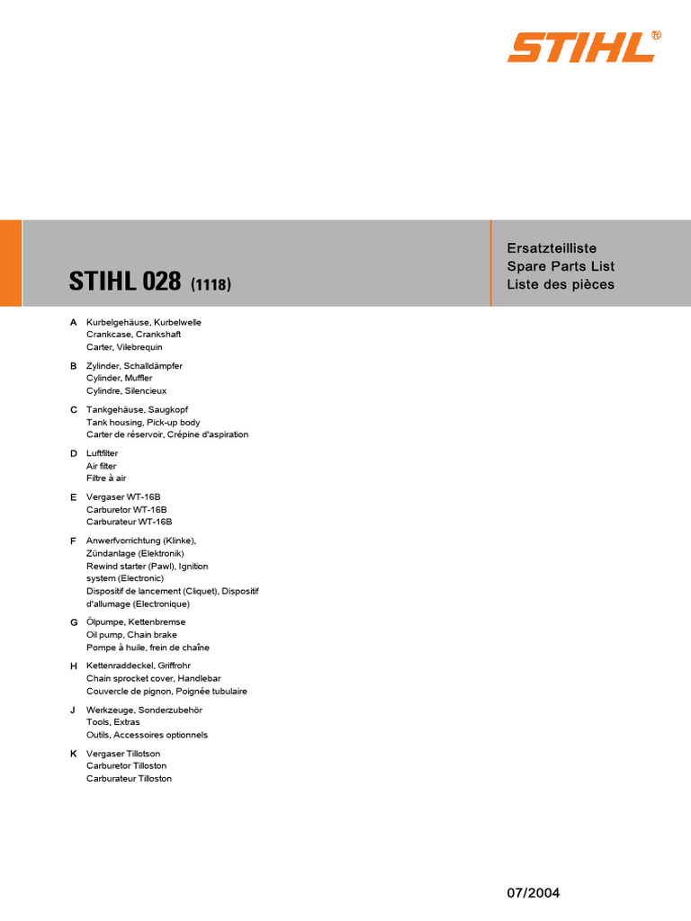 Ersatzteilliste 028 | PDF