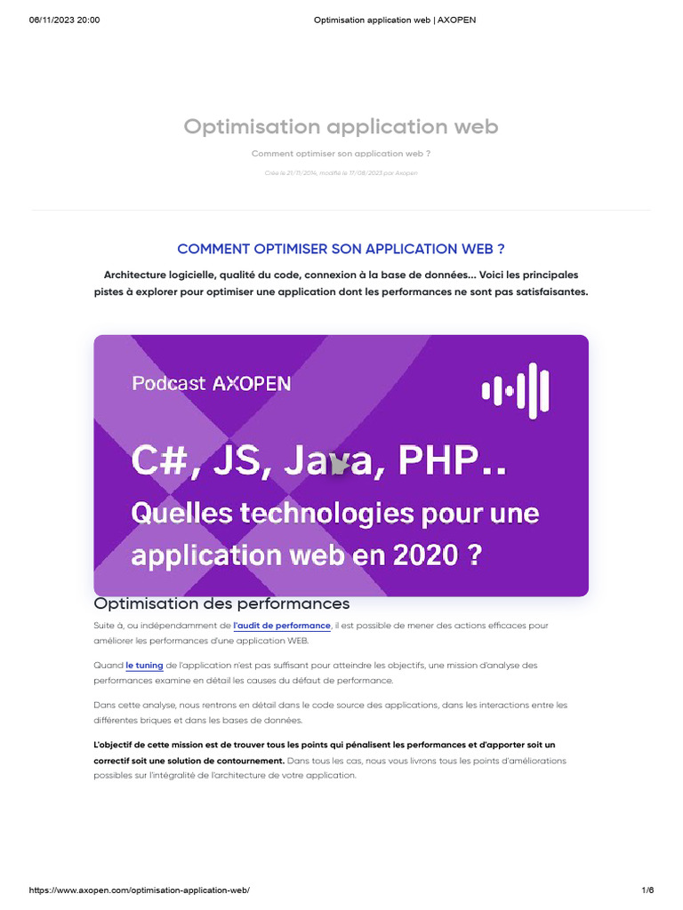 Optimisation des performances web AXOPEN | PDF | Optimisation de ...