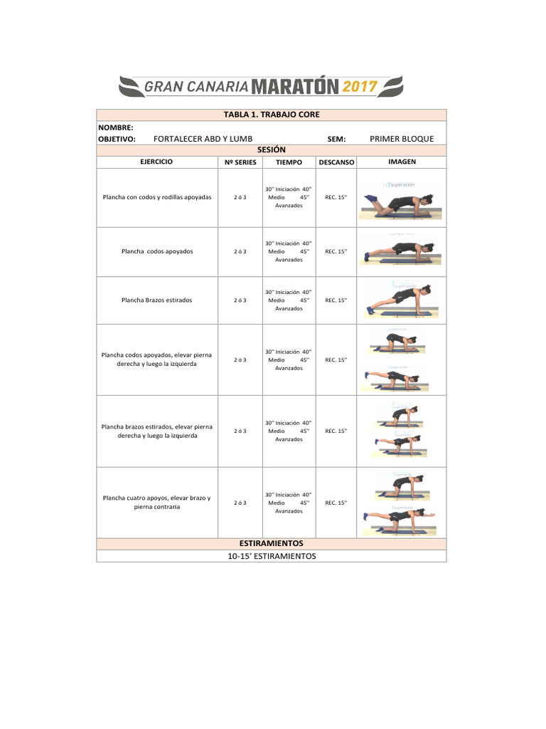 Rutina de Ejercicios para Core y Abdomen | PDF