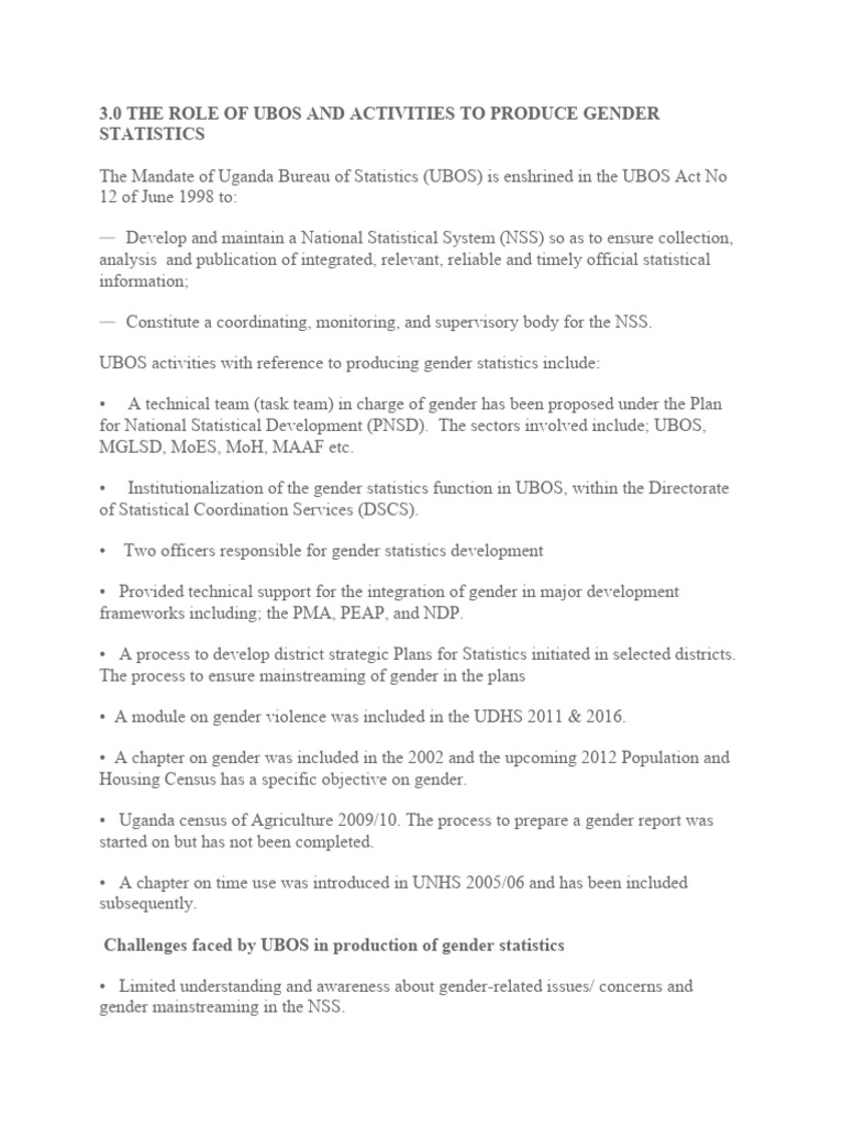 9 The Role Of Ubos And Activities To Produce Gender Statistics Pdf