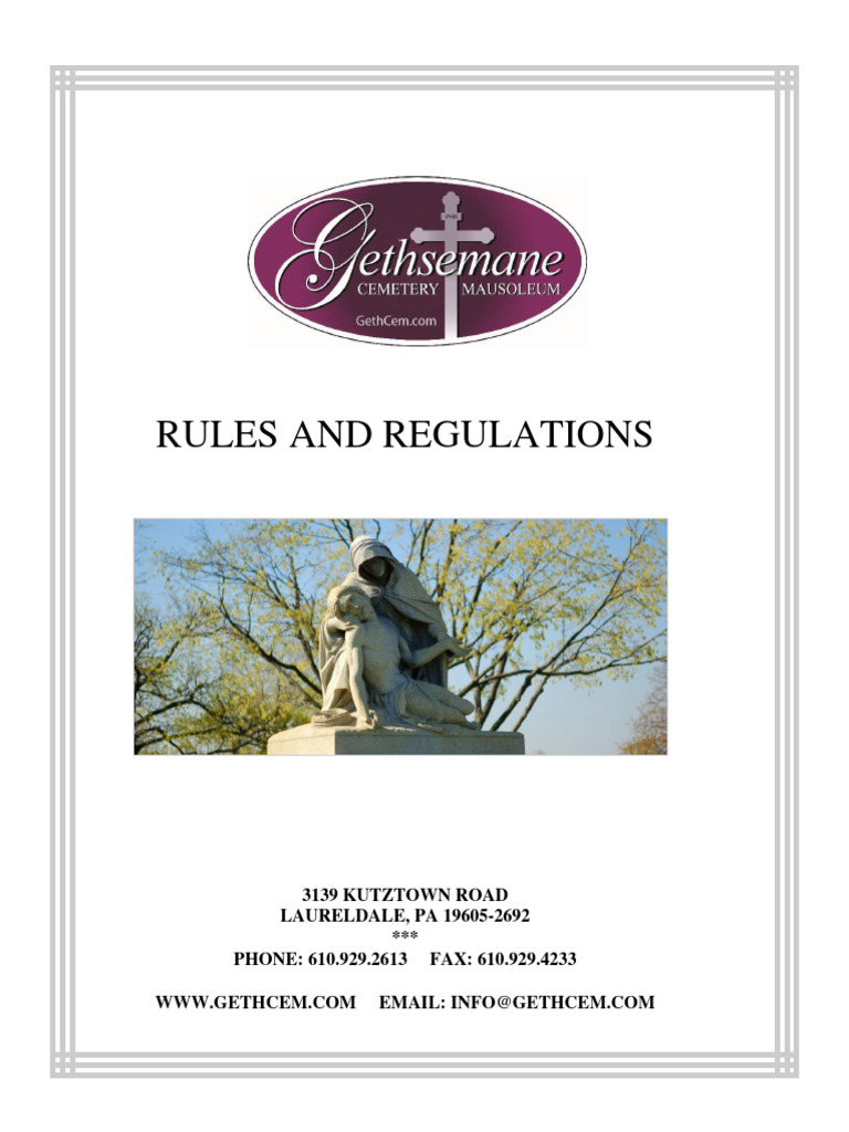 Cemetery Rules and Regulations PDF Burial Cemetery