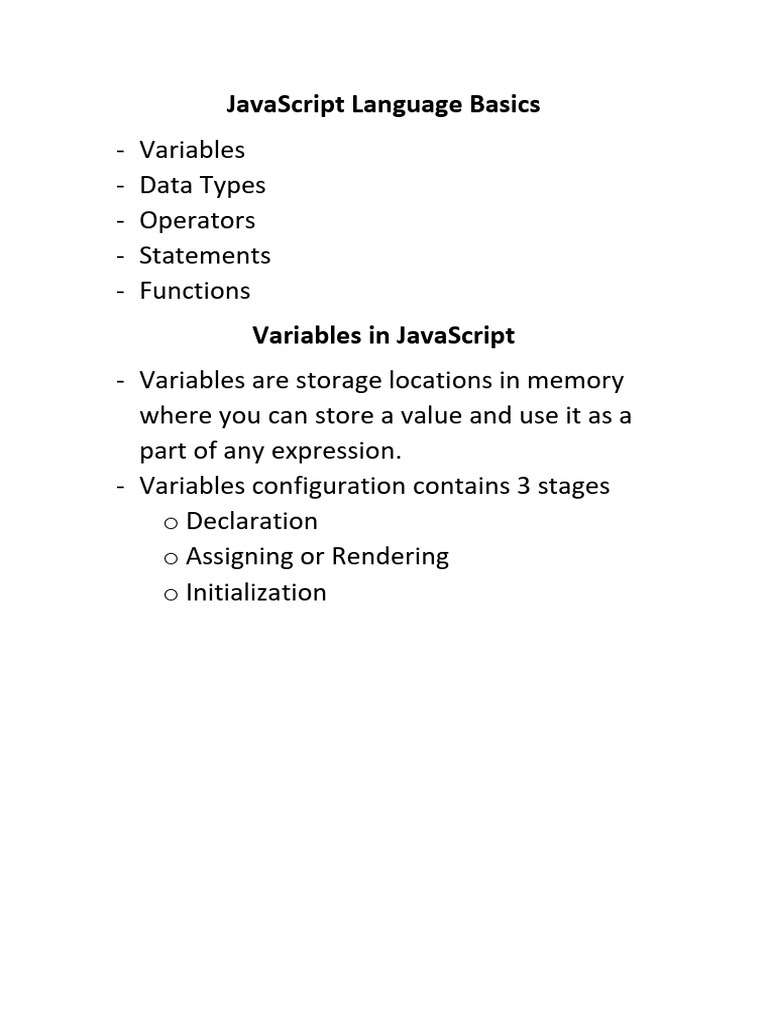 2.JavaScript Language Basics | PDF | Variable (Computer Science ...