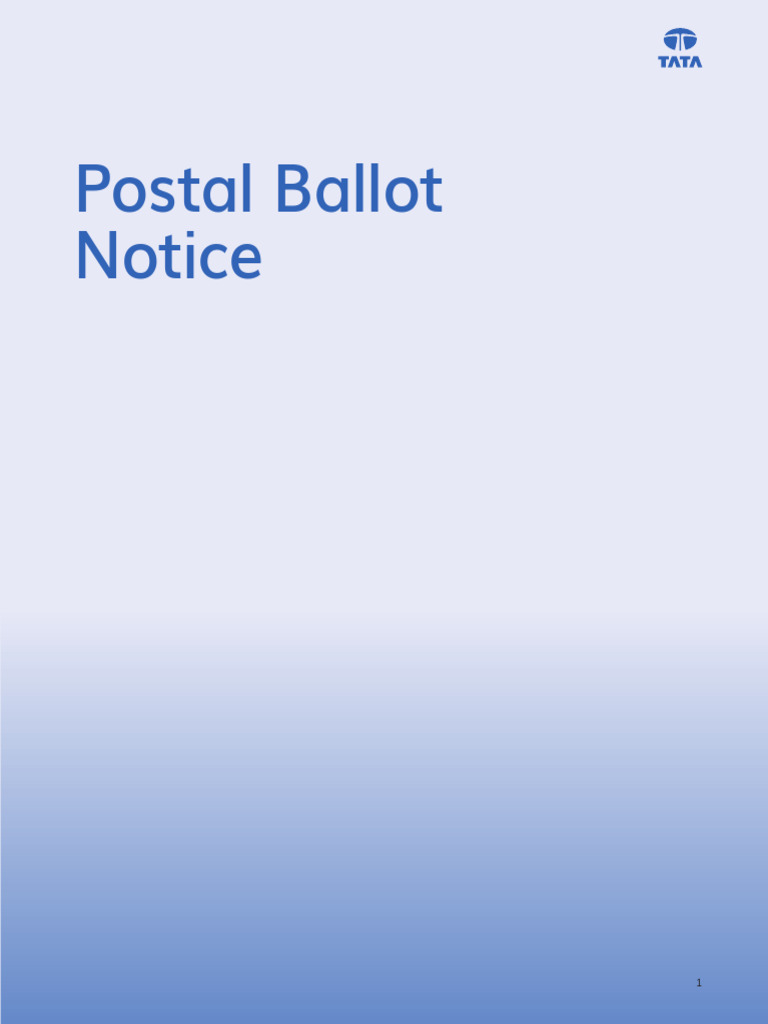 Tata Consumer Products Postal Ballot Notice | PDF | Electronic Voting ...