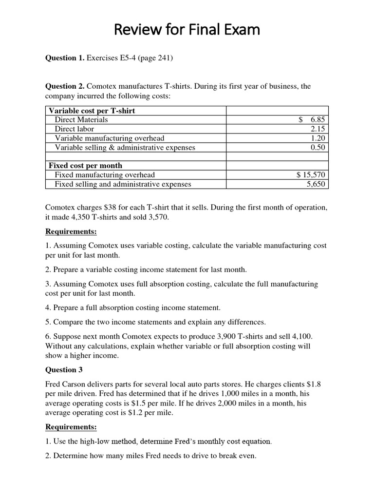 Review For Final Exam 2-2 | PDF | Economies | Financial Accounting