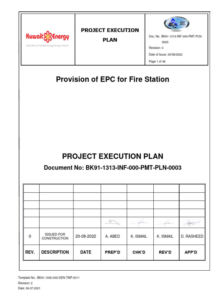 Project Execution Plan for Fire Station | PDF | Procurement | Supply Chain