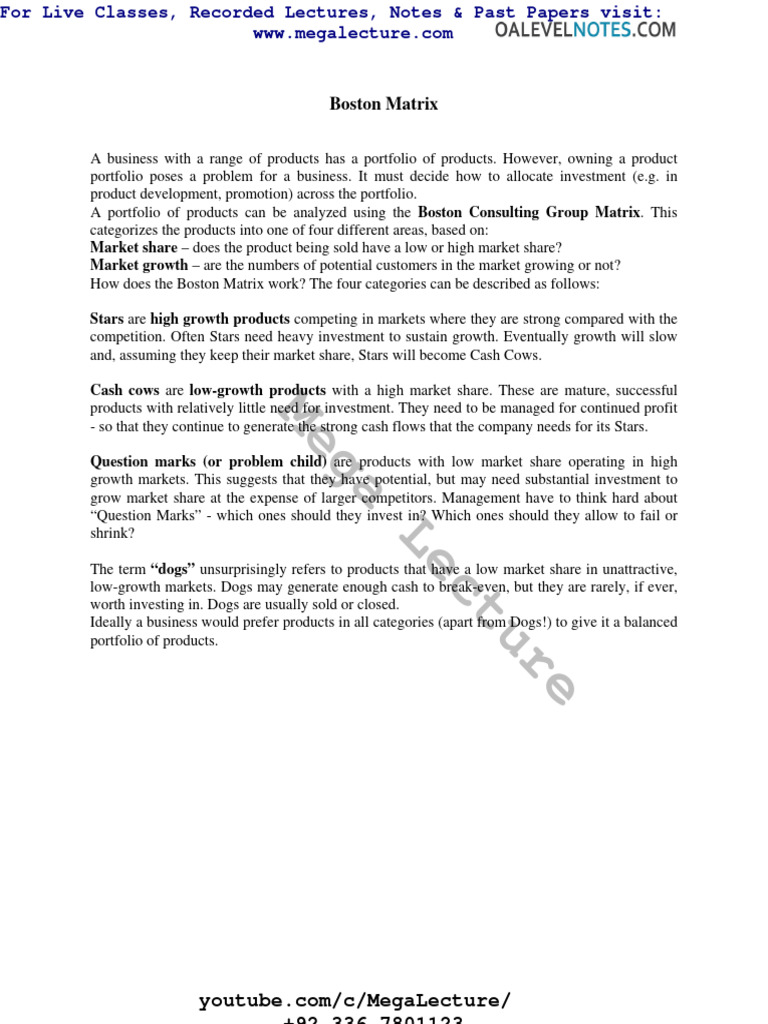 Boston Matrix PDF Economics Financial Markets