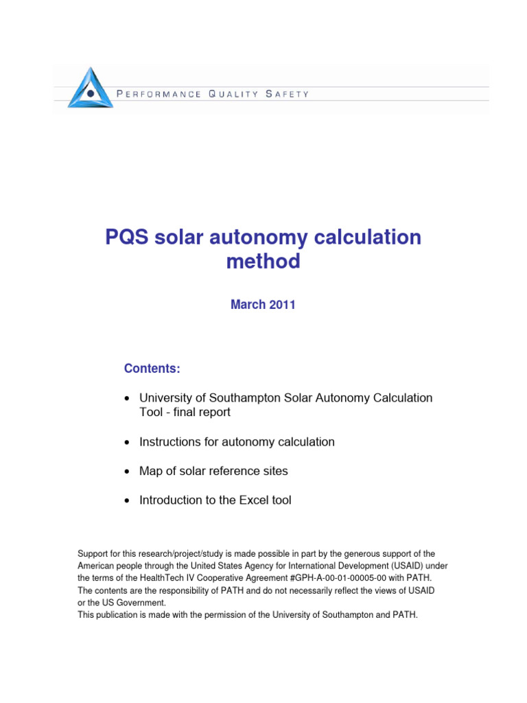 Solar Autonomy Calculation Tool Guide | PDF | Photovoltaic System ...