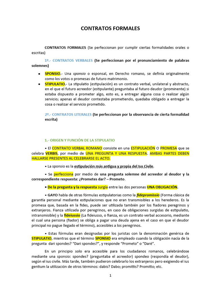 Sponsio y Stipulatio en Derecho Romano | PDF