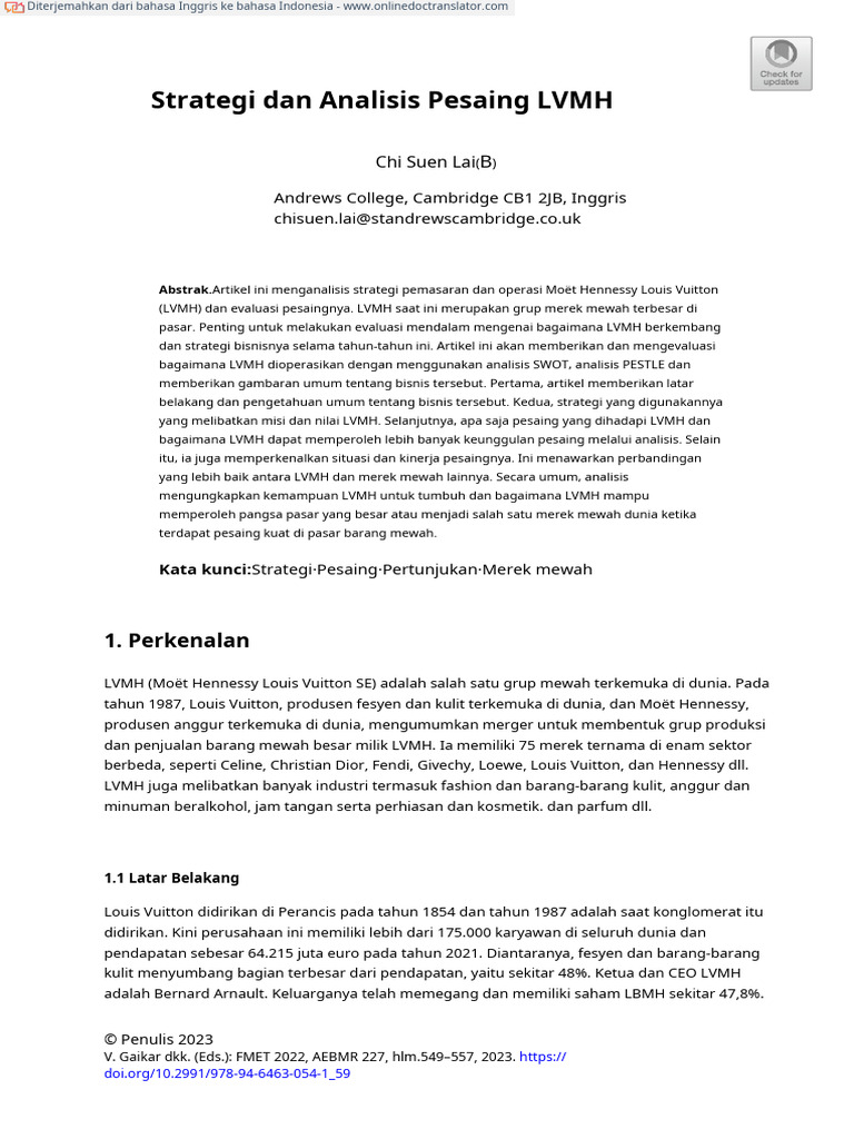 Strategi Pesaing LVMH dan Analisis SWOT | PDF | Pengelolaan Keuangan & Uang