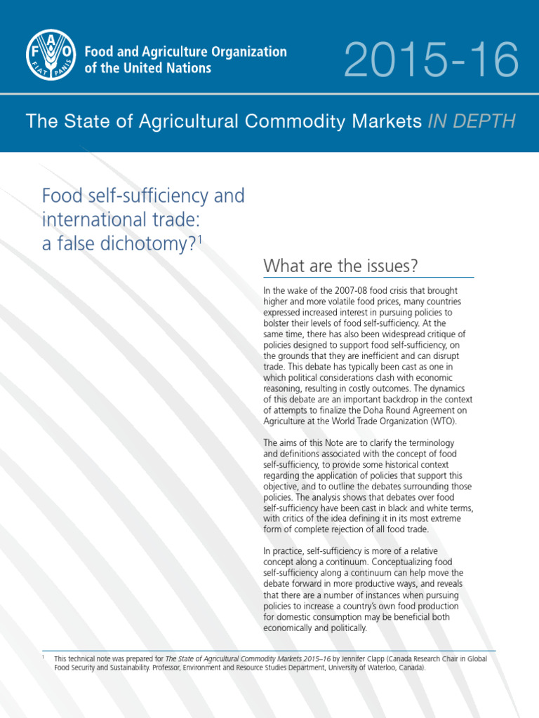Food Self-Sufficiency vs. Trade Dynamics | PDF | Food Security ...