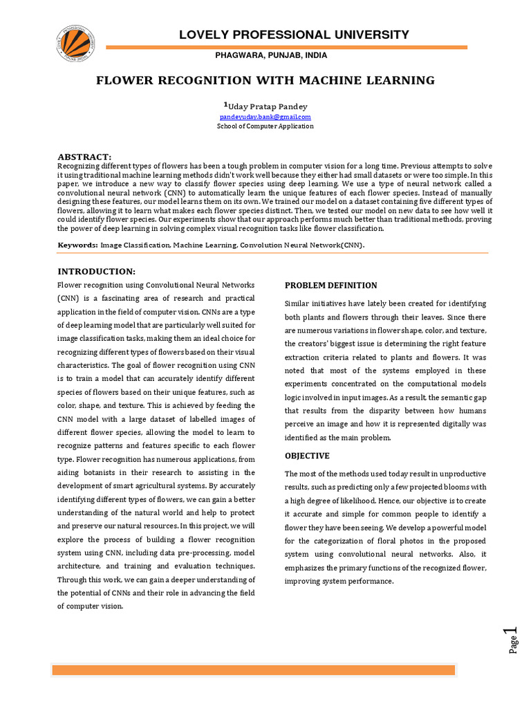 Flower Recognition Using Machine Learning | PDF | Computer Vision ...