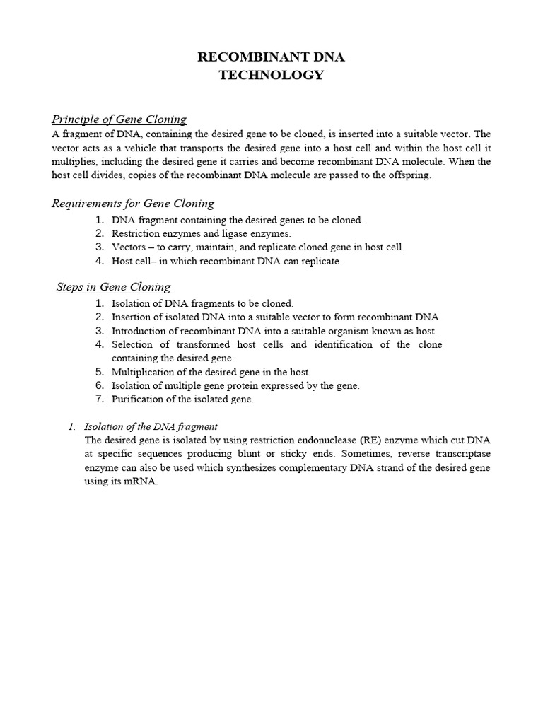 Recombinant DNA Technology | PDF | Molecular Cloning | Plasmid