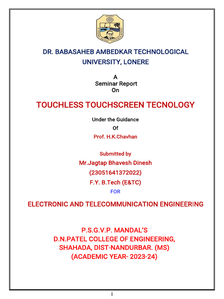 Final Seminar Pdf Touchscreen Design