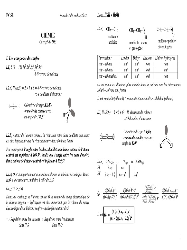 Chimie des solutions et composés du soufre | PDF | Liaison chimique ...