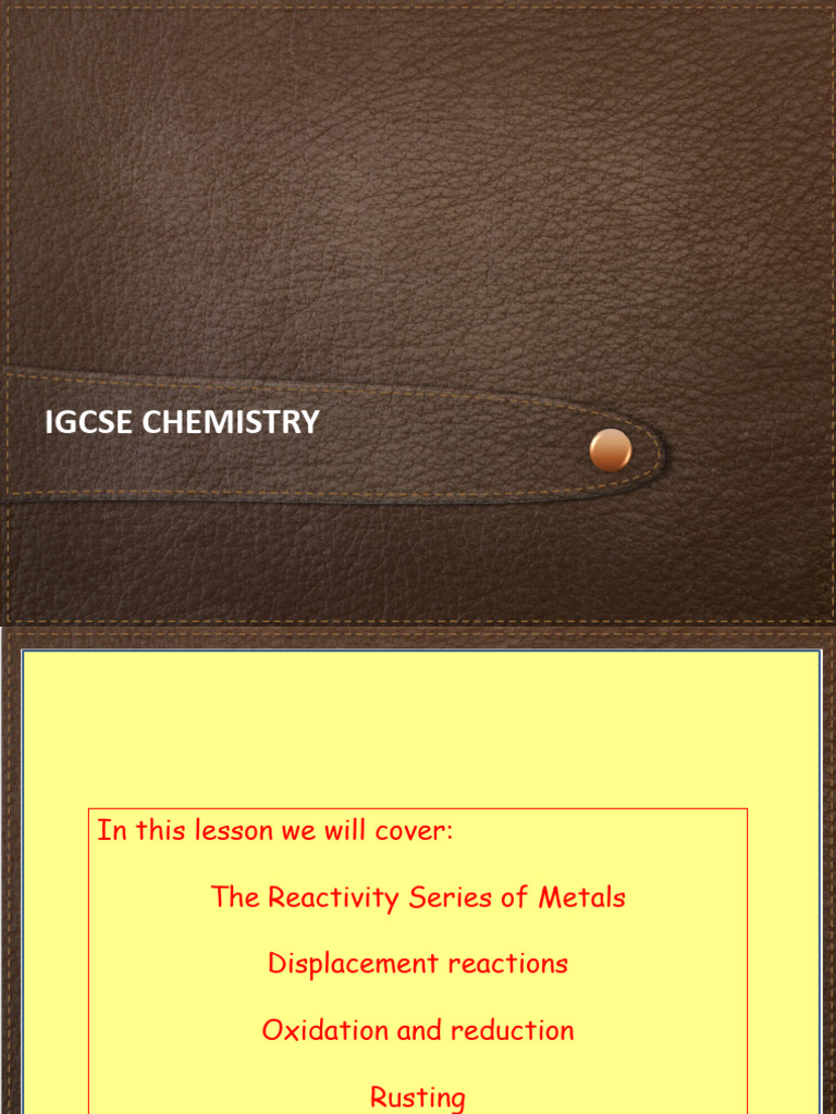 Reactivity Series and Rusting in IGCSE Chemistry | PDF | Redox | Rust