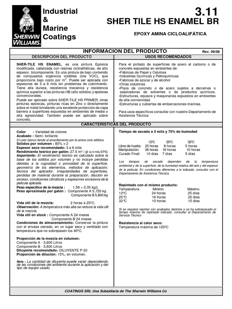Sher Tile HSEnamel BR | Descargar gratis PDF | Hormigón | Pintar