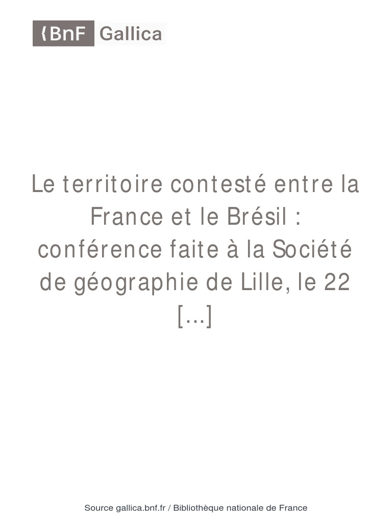 Territoire contesté France-Brésil | PDF | Brésil | le Portugal