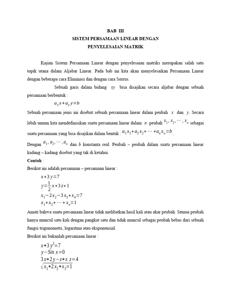 Penyelesaian Sistem Persamaan Linear | PDF | Metode & Bahan Ajar
