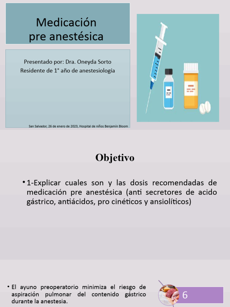 Medicación Preanestésica: Dosis y Tipos | PDF | Drogas | Farmacología