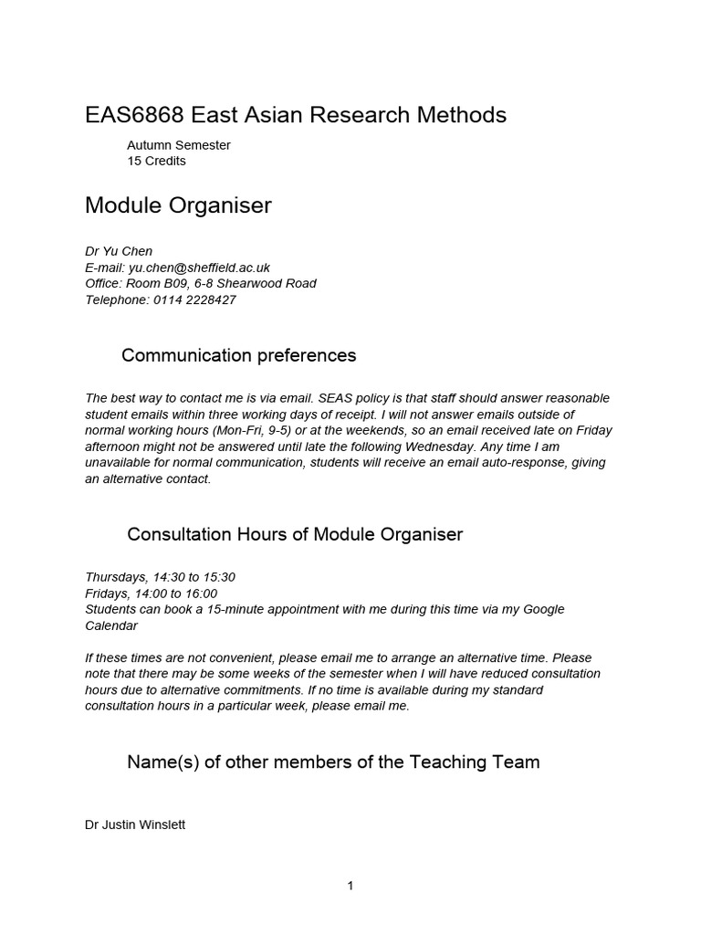East Asian Research Methods Module Guide | PDF | Methodology | Essays