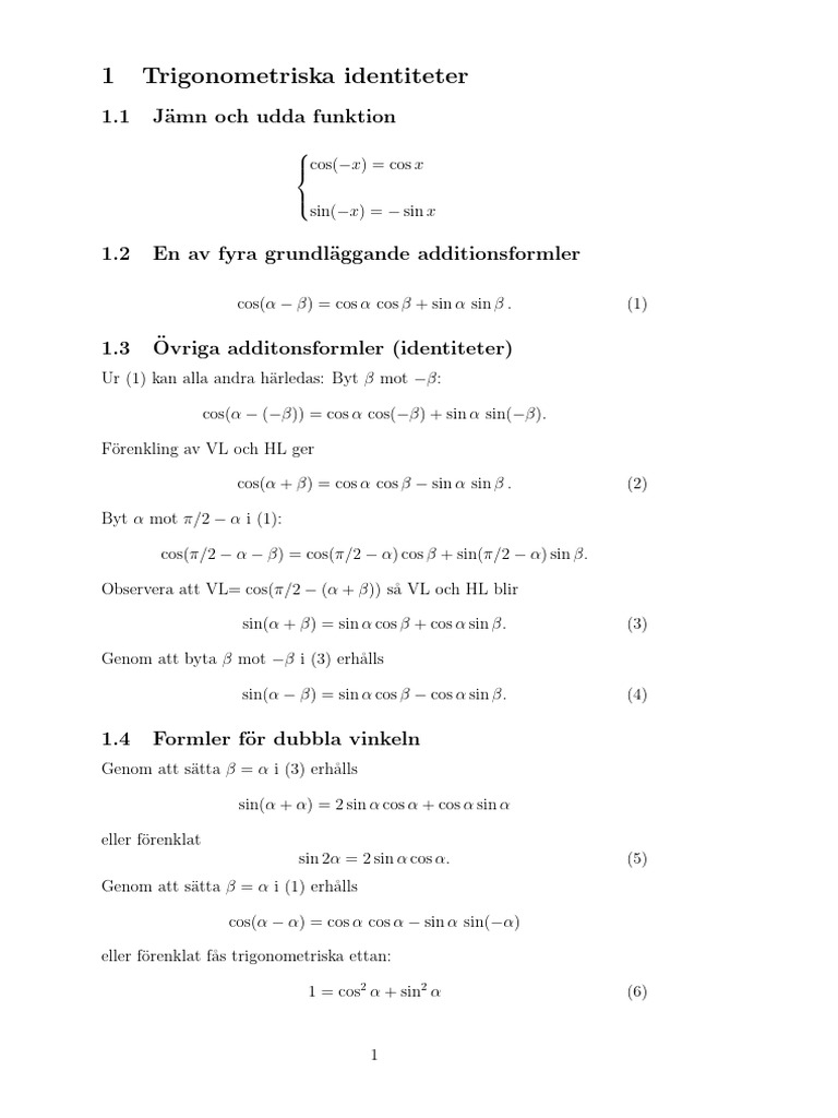 Trigidentiteter pdf