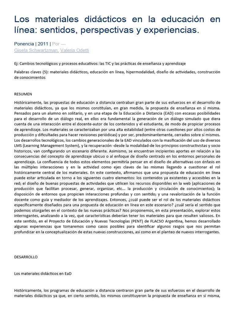 Los Materiales Didácticos en La Educación en Línea | Descargar gratis ...