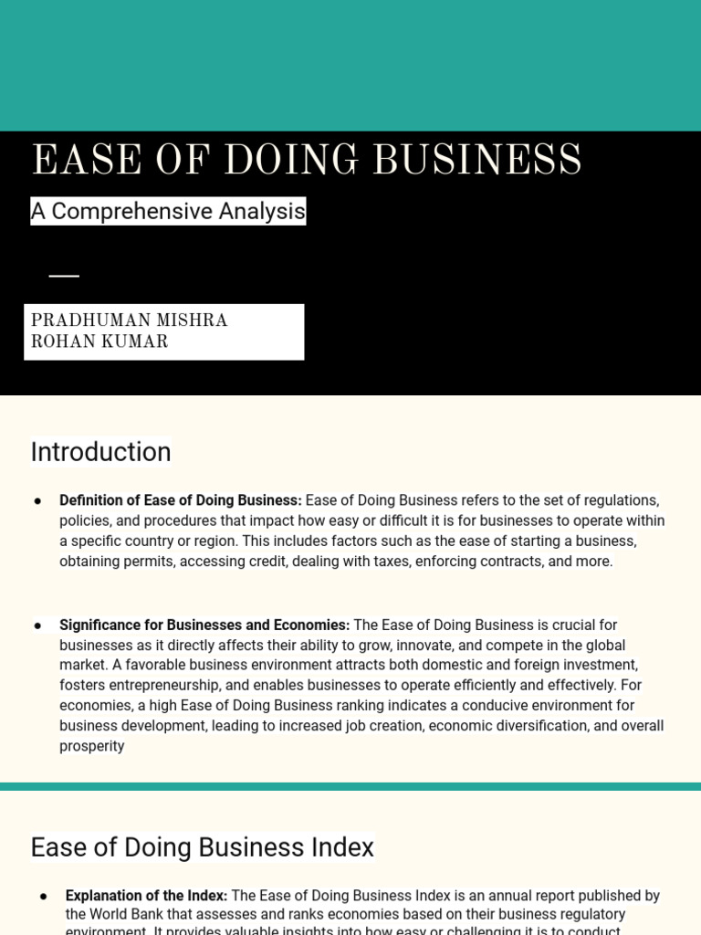 Ease of Doing Business Analysis | PDF | Taxes | Business