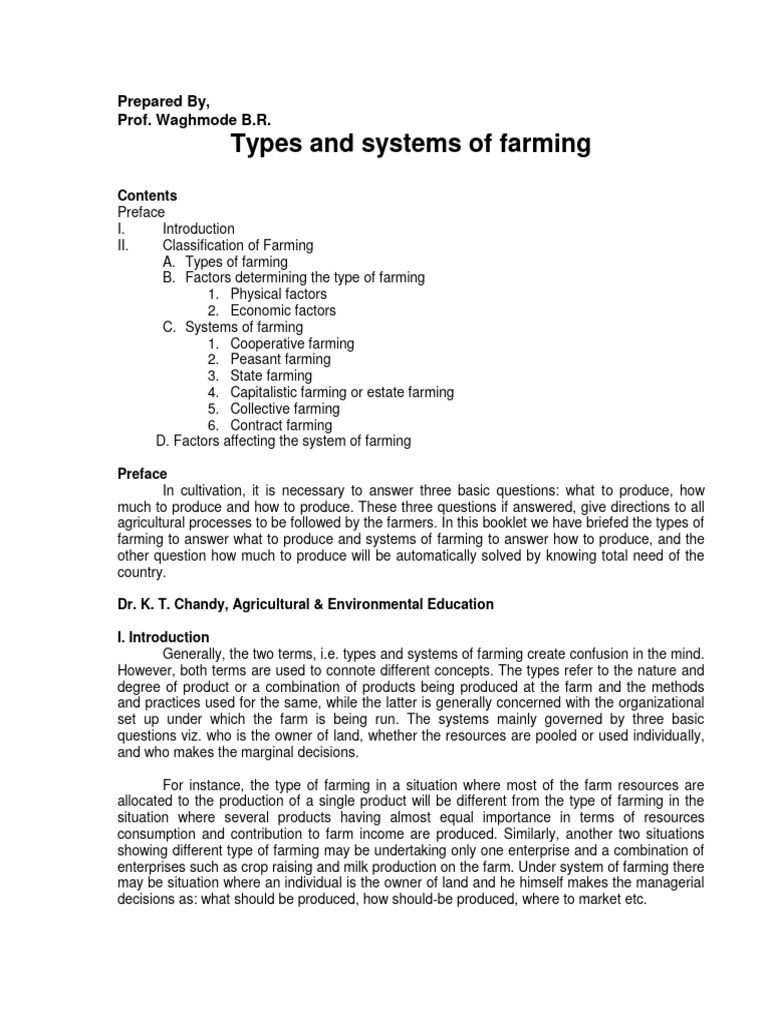 Types and Systems of Farming Explained | PDF | Agriculture | Cooperative