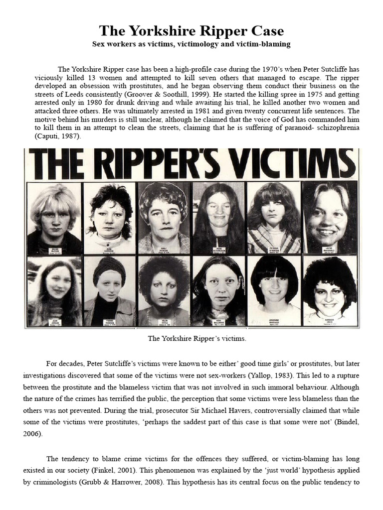 Yorkshire Ripper: Victim Blaming Analysis | PDF | Victimisation | Crimes