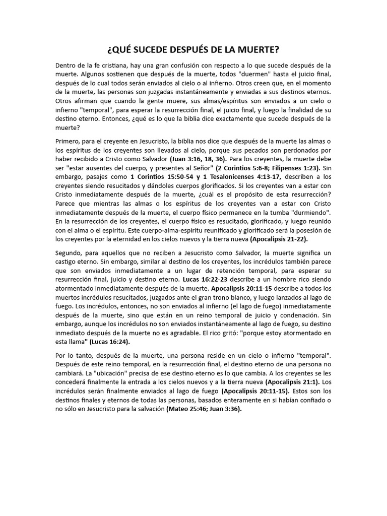 Qué Sucede Después de La Muerte | PDF | Infierno | La resurrección de Jesús