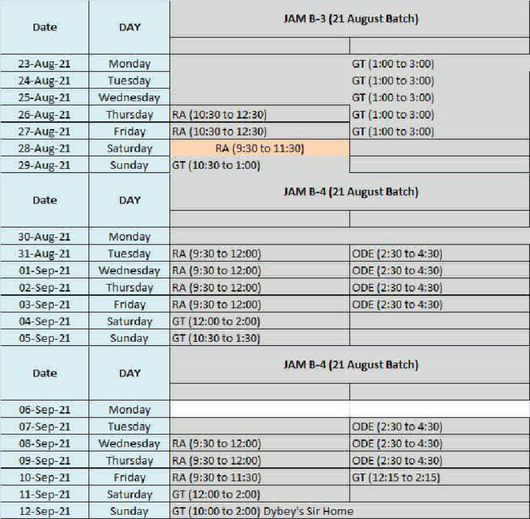 Time Table | PDF