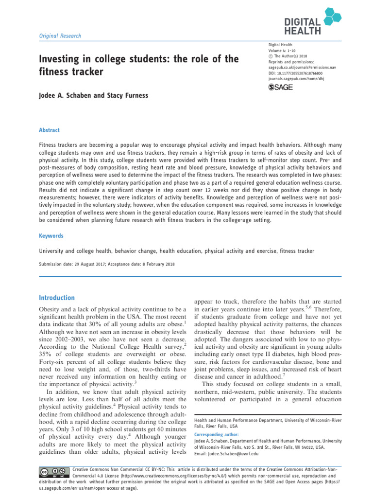 Impact of Fitness Trackers on College Health | PDF | Obesity | Physical ...