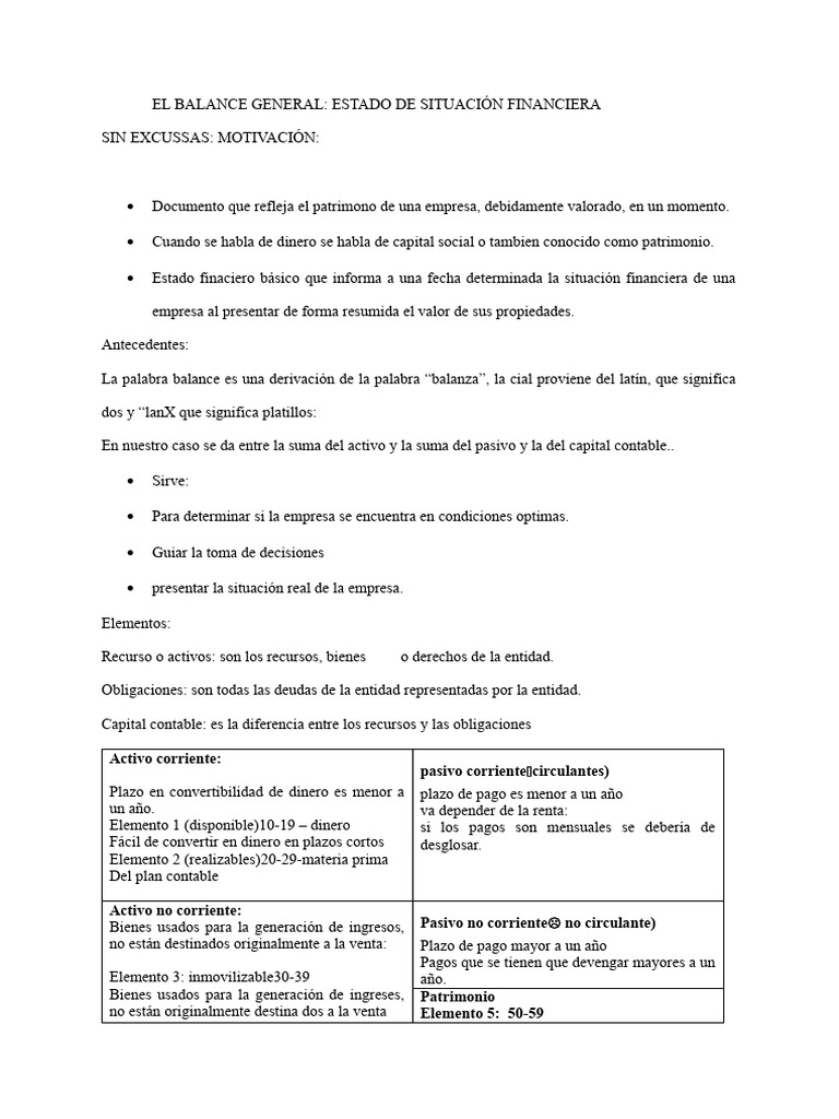 El Balance General | PDF | Hoja de balance | Contabilidad