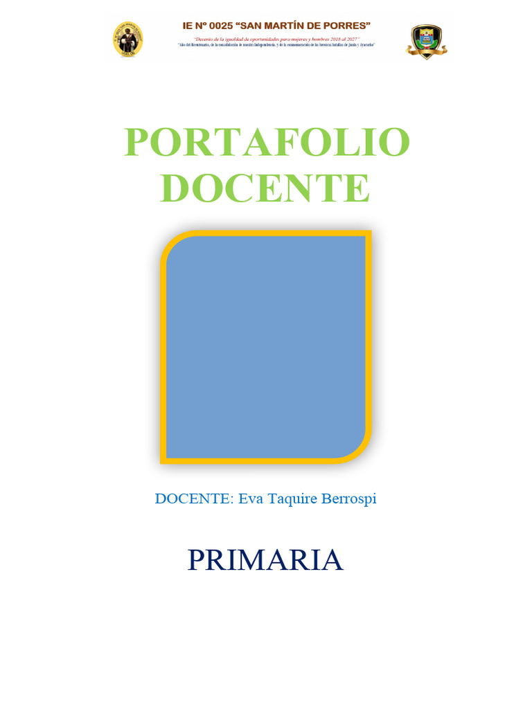 Portafolio Docente Primaria 2024 | PDF | Salón de clases | Educación ...
