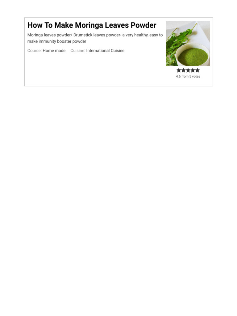 DIY Moringa Leaves Powder Guide | PDF