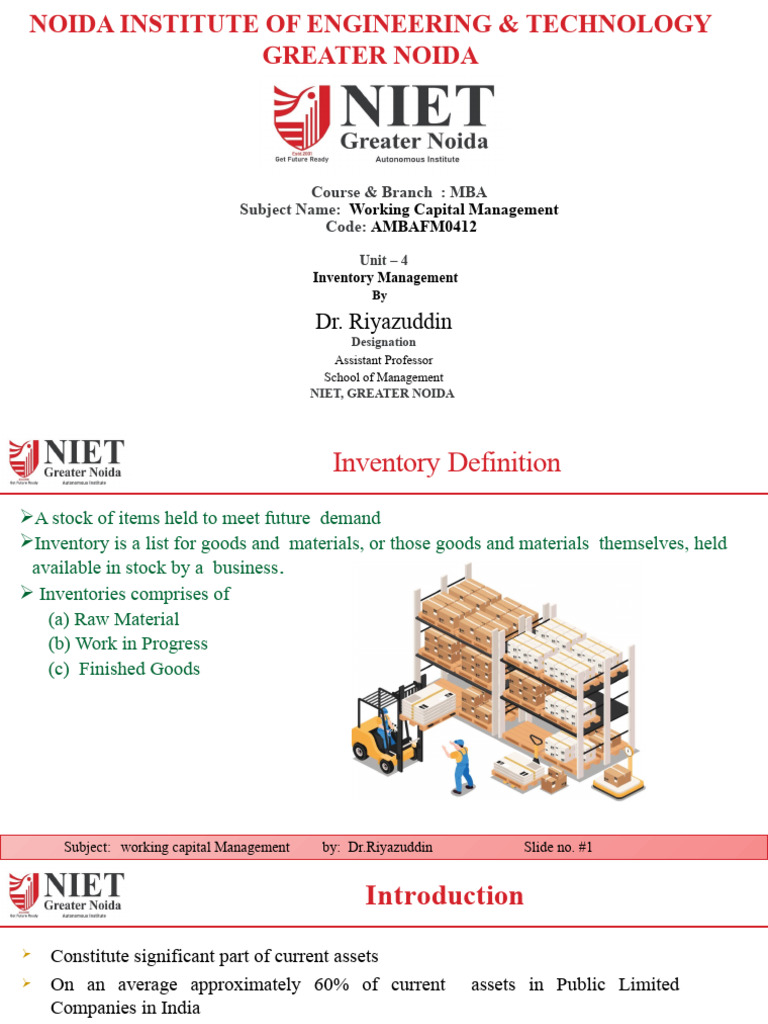 Inventory Management in Working Capital | PDF | Inventory | Option ...
