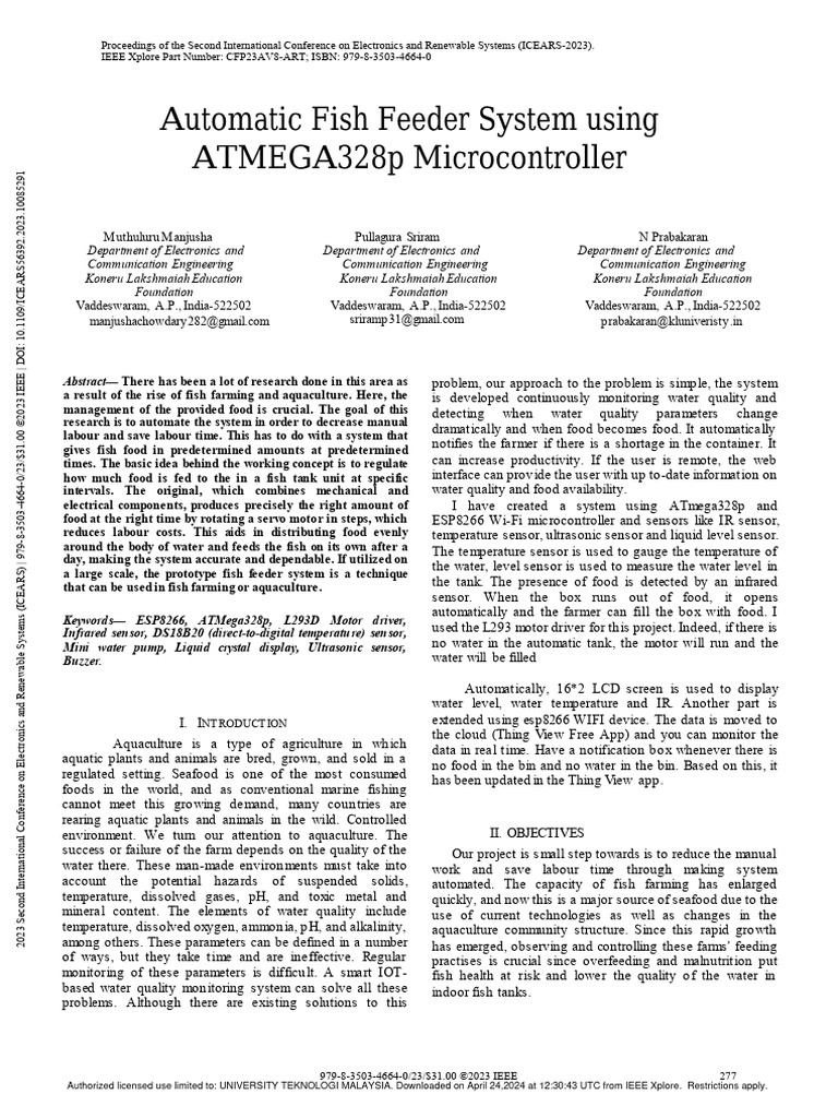 6-Automatic Fish Feeder System Using ATMEGA328p Microcontroller | PDF ...