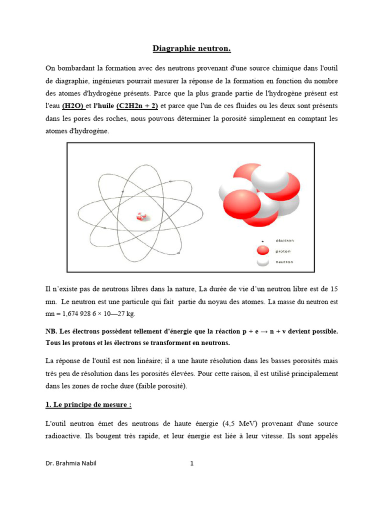 Diagraphie Neutron : Mesure de Porosité | PDF | Porosité | Atomes