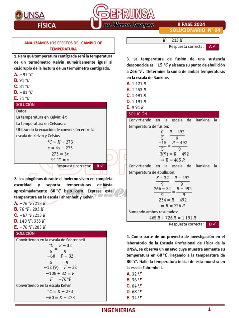 s4 (I) Fisica Ceprunsa II Fase 2024 | PDF | Celsius | Fahrenheit