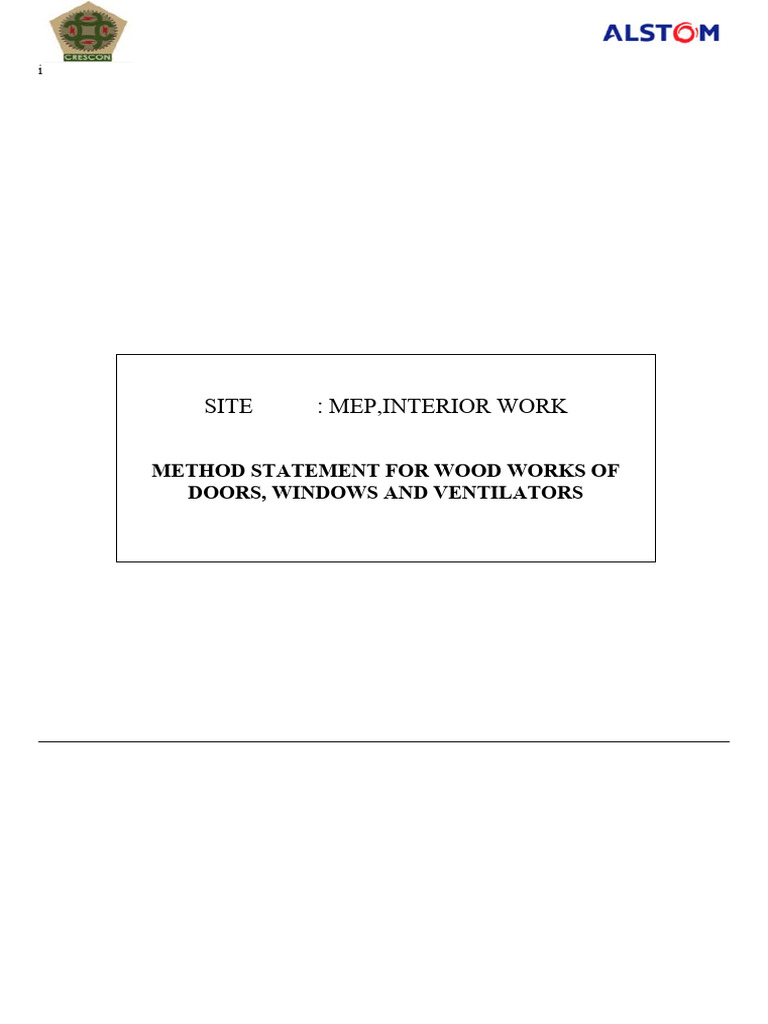 Method Statement for wood works of doors, windows & ventilators | PDF
