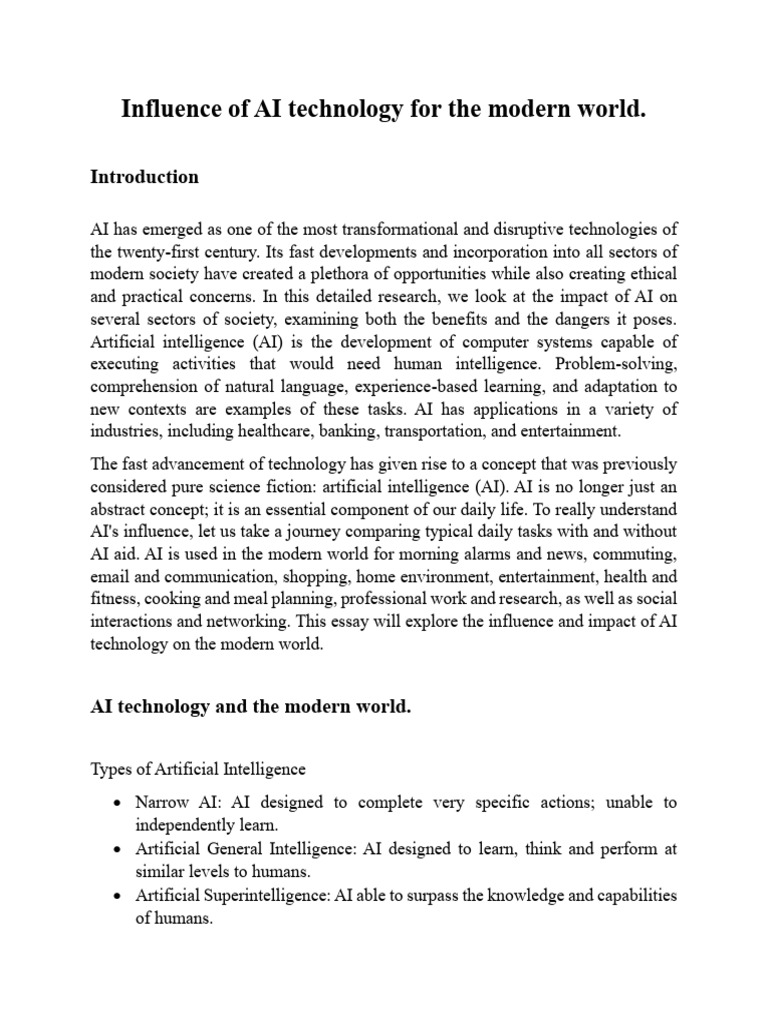 AI's Impact on Modern Society | PDF | Artificial Intelligence |  Intelligence (AI) & Semantics