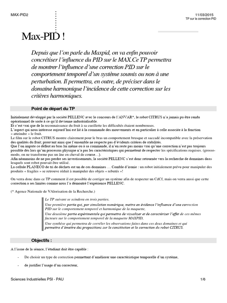 Correction PID et comportement MAXPID | PDF | Comportement