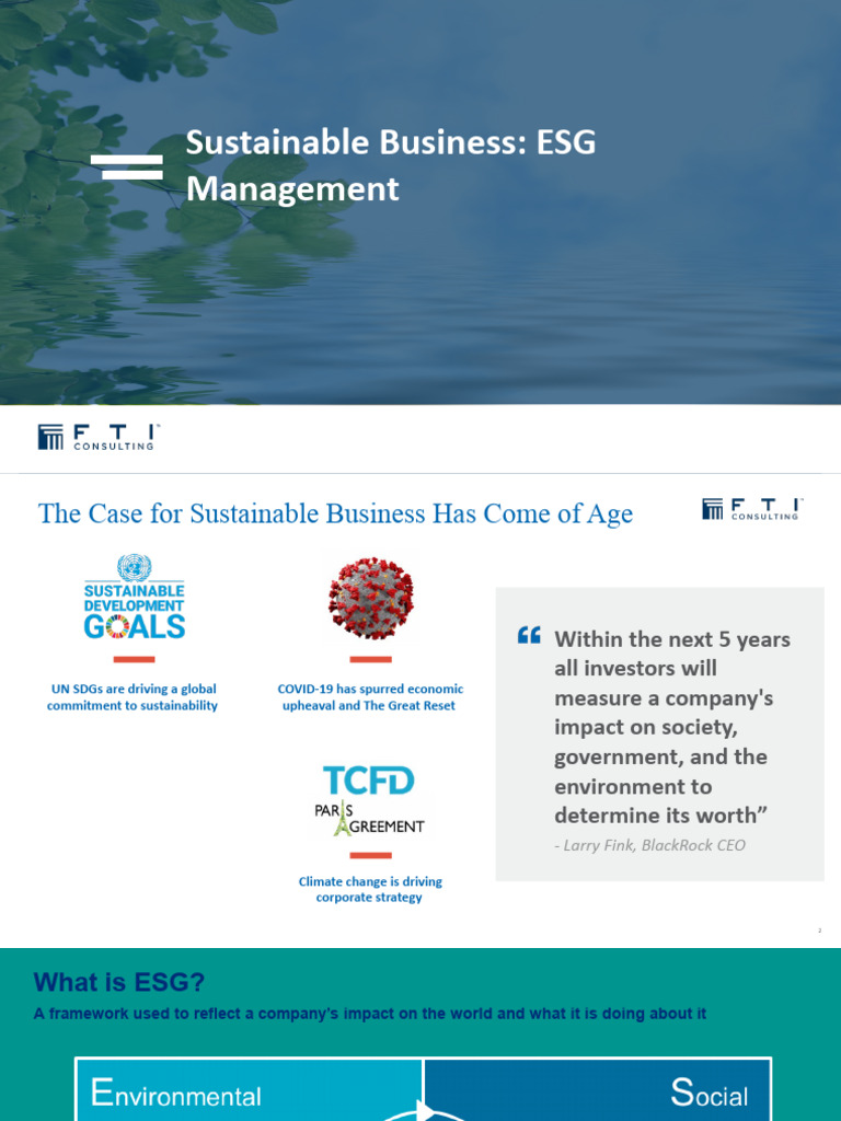 ESG Management for Sustainable Business | PDF | Sustainability | Risk