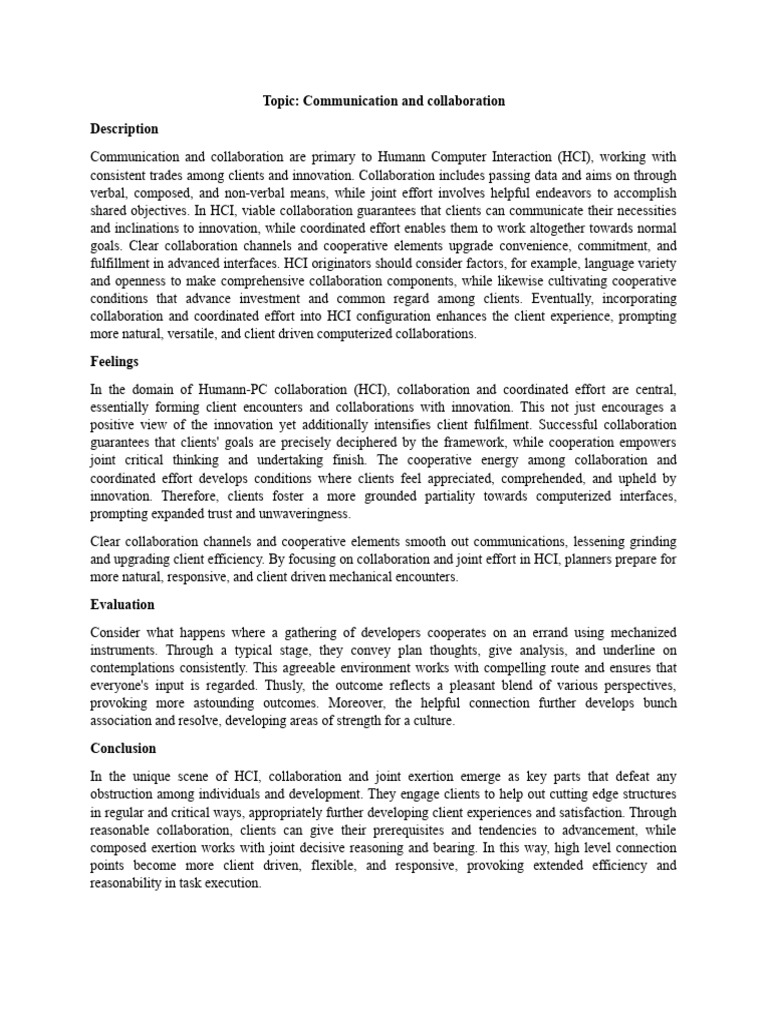 Enhancing HCI Through Collaboration | PDF | Communication | Human ...